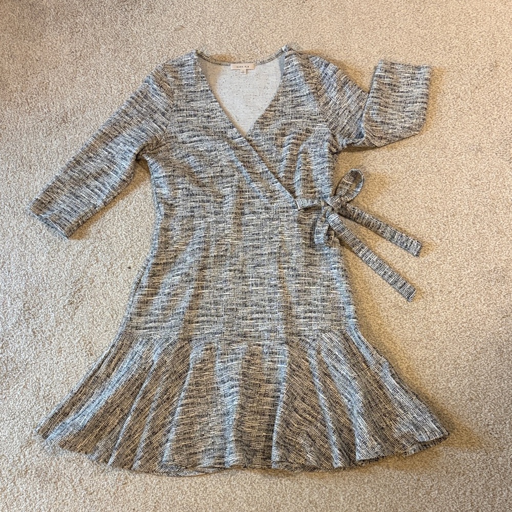 Gilli Heather Gray Knit Wrap Dress with Side Tie